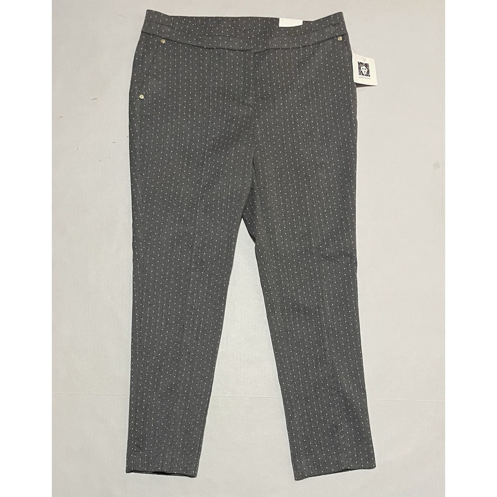 NEW Anne Klein Slim Ankle Pants Size 10 Charcoal Gray Rivet Detail 17JM6F023792R